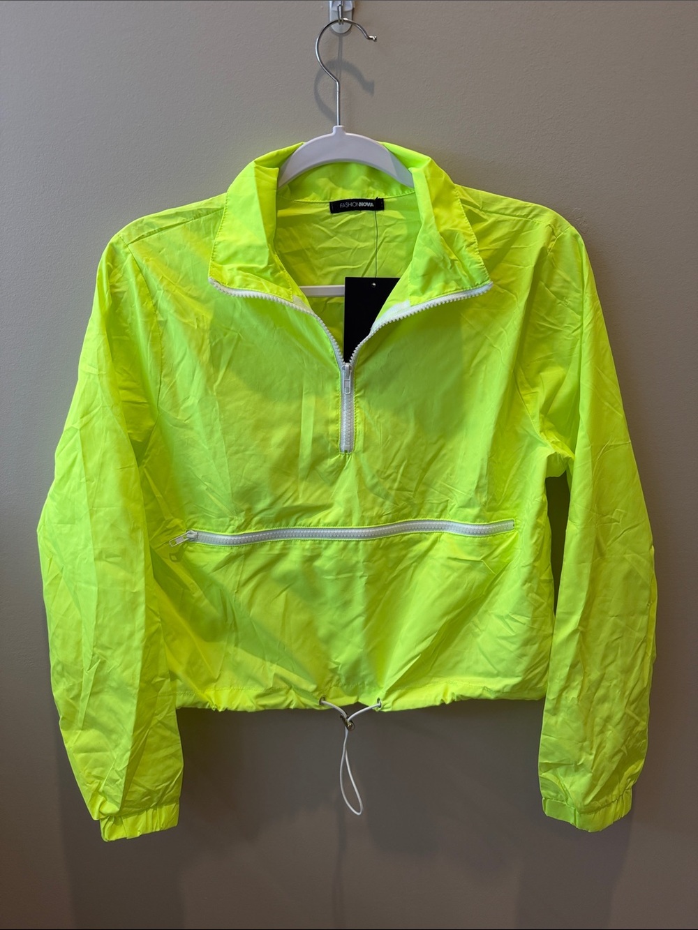 Fashion Nova Fit And Fab Windbreaker Jacket in Lime, Size S NWT